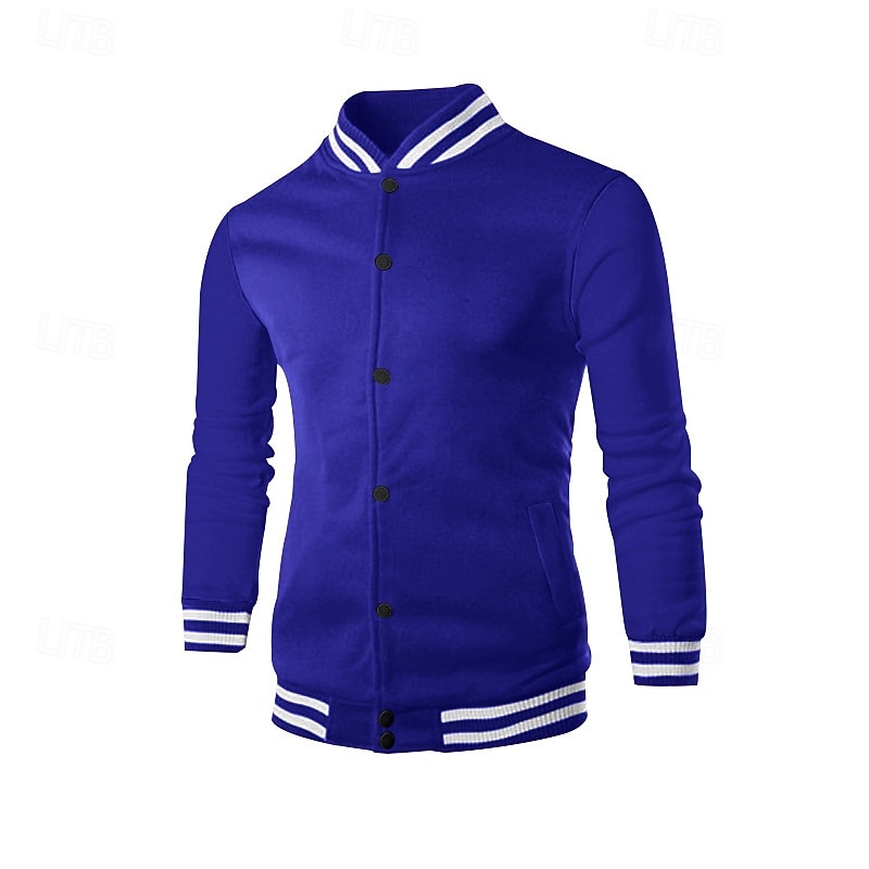 Per uomo Giacca Leggera Giacca Casual Giacca College Casuale Quotidiano Tasca Primavera Autunno A righe Streetwear Elegante Colletto Mao Regolare Nero Rosso Blu marino Blu reale Grigio chiaro Giacca del 2026 a $34.99 –P23