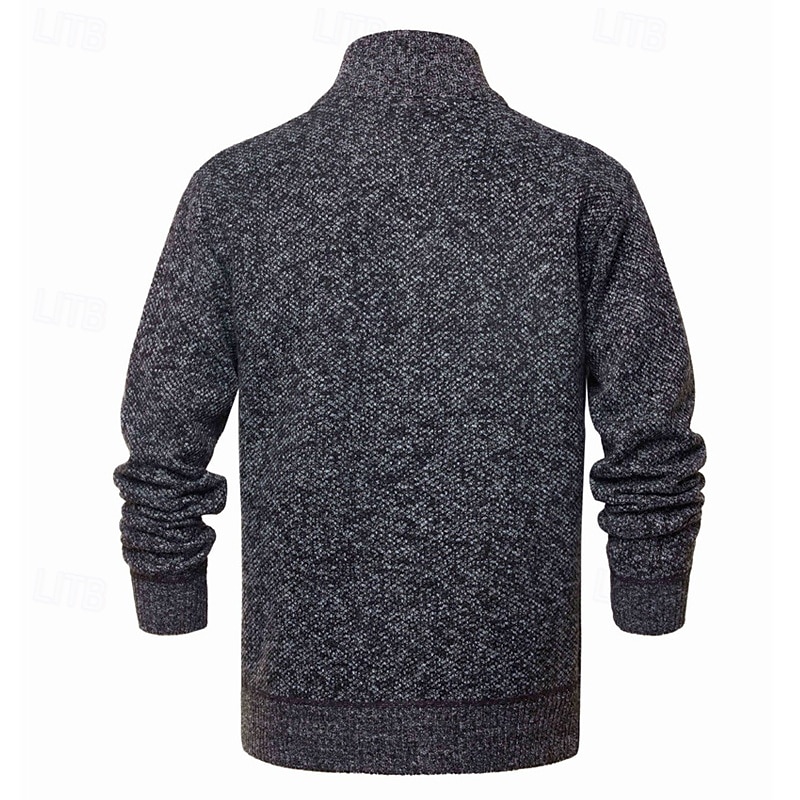 Herre Genser Cardigan Genser Glidelås genser Riflet Strikke Vanlige topper Strikket Helfarge Høyhalset Nøytral Mote Avslappet Dagligdagstøy Klær Høst Vinter Navyblå M L XL 2026 - $30.99 –P20
