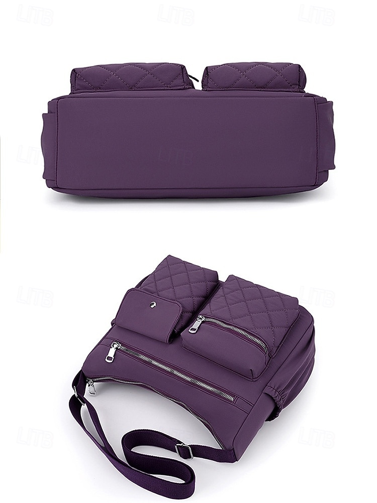 Женская стеганая нейлоновая сумка через плечо с множеством карманов — вместительная водонепроницаемая сумка для путешествий, работы и повседневного использования. 2026 - $26.99 –P9