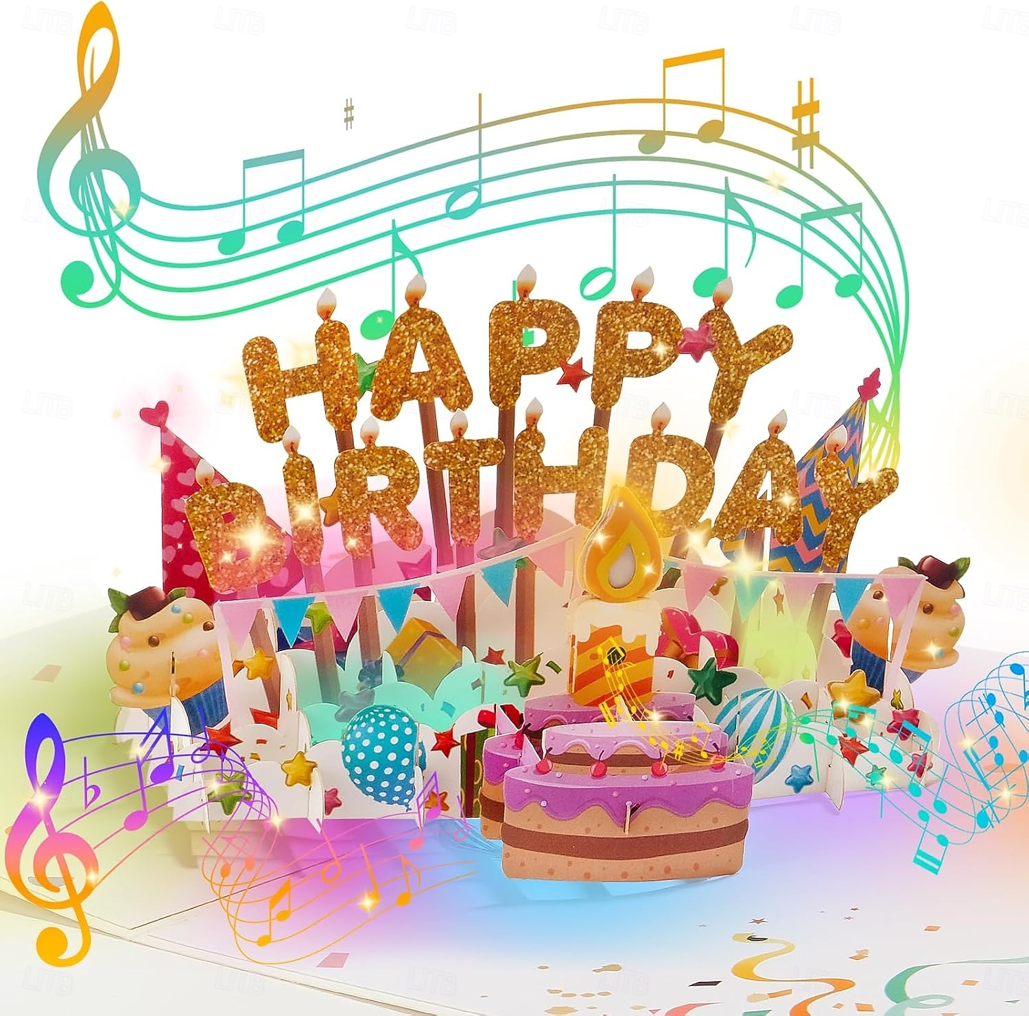 kartki urodzinowe fajerwerki wyskakujące ciasto dmuchane światło i muzyka kartka urodzinowa prezenty dla kobiet mężczyzn mamy dzieci 2026 - $17.99 –P4