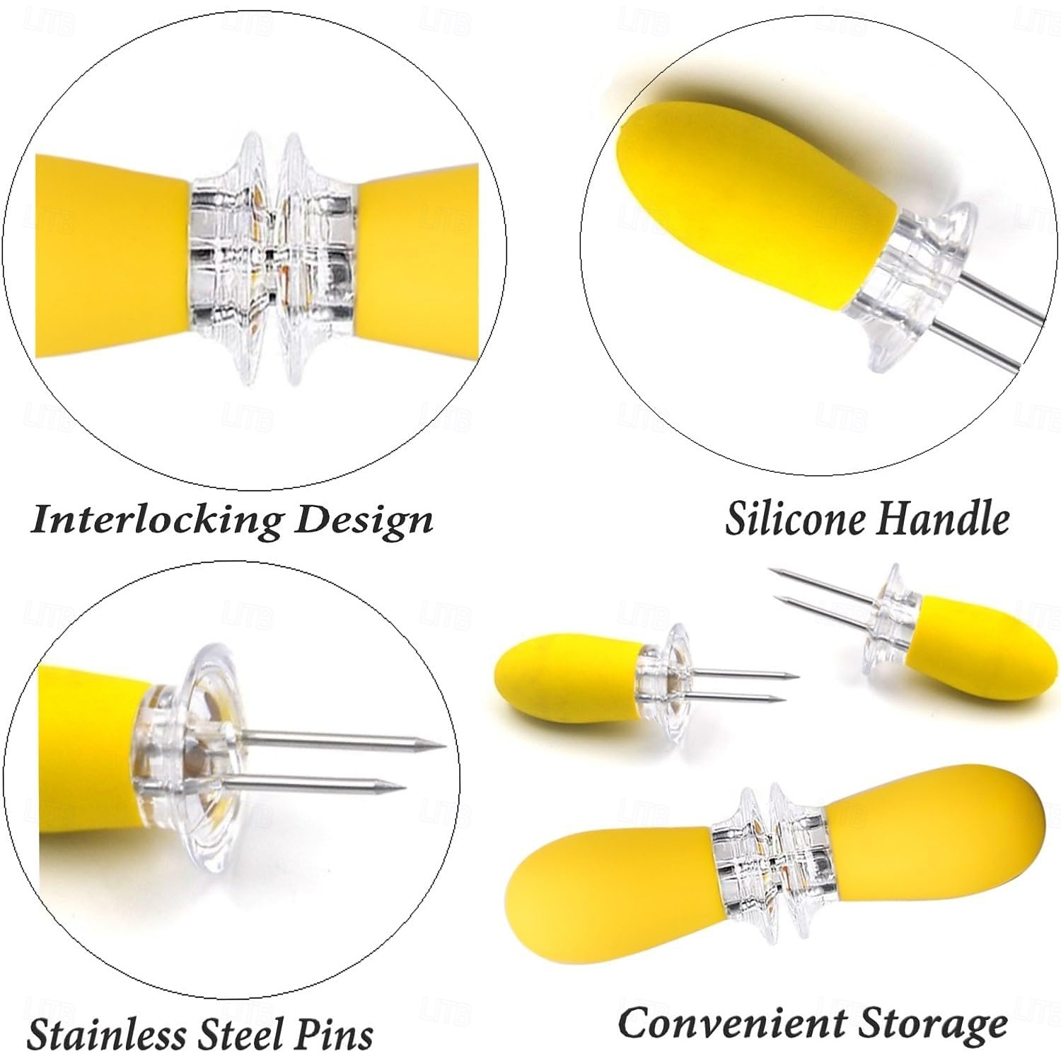 10 stuks maïskolfhouders van roestvrij staal met in elkaar grijpend ontwerp, maïsspiesjes en vorken voor thuis koken, kamperen en barbecuefeestjes (veelkleurig) 2026 - $11.99 –P5