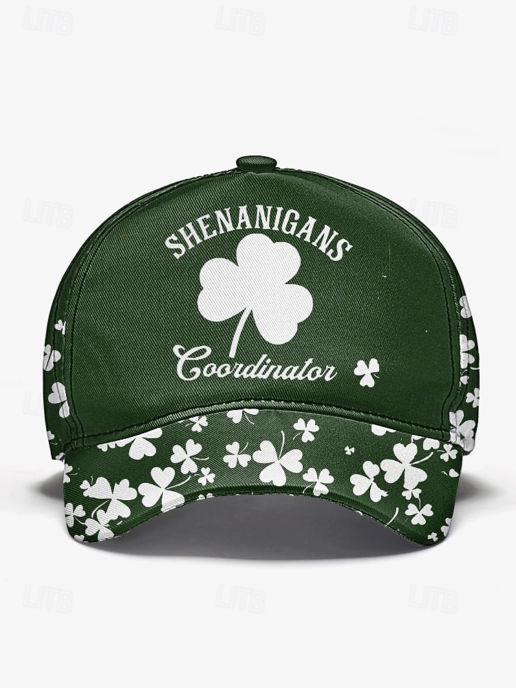 Gorra de poliéster para hombre, "Coordinador de Shenanigans" con estampado de trébol, varios colores, perfecta para el Día de San Patricio y para uso diario. 2026 - $14.99 –P6