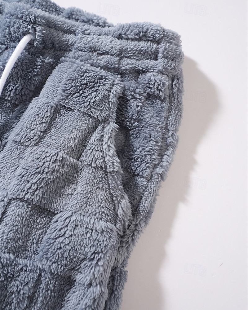 Men's Shorts Casual Shorts Pocket Elastic Waist Fleece Plain Warm Breathable Knee Length Outdoor Vacation Daily Wear Vacation Fashion Black Gray Micro-elastic 2026 - $18.99 –P5