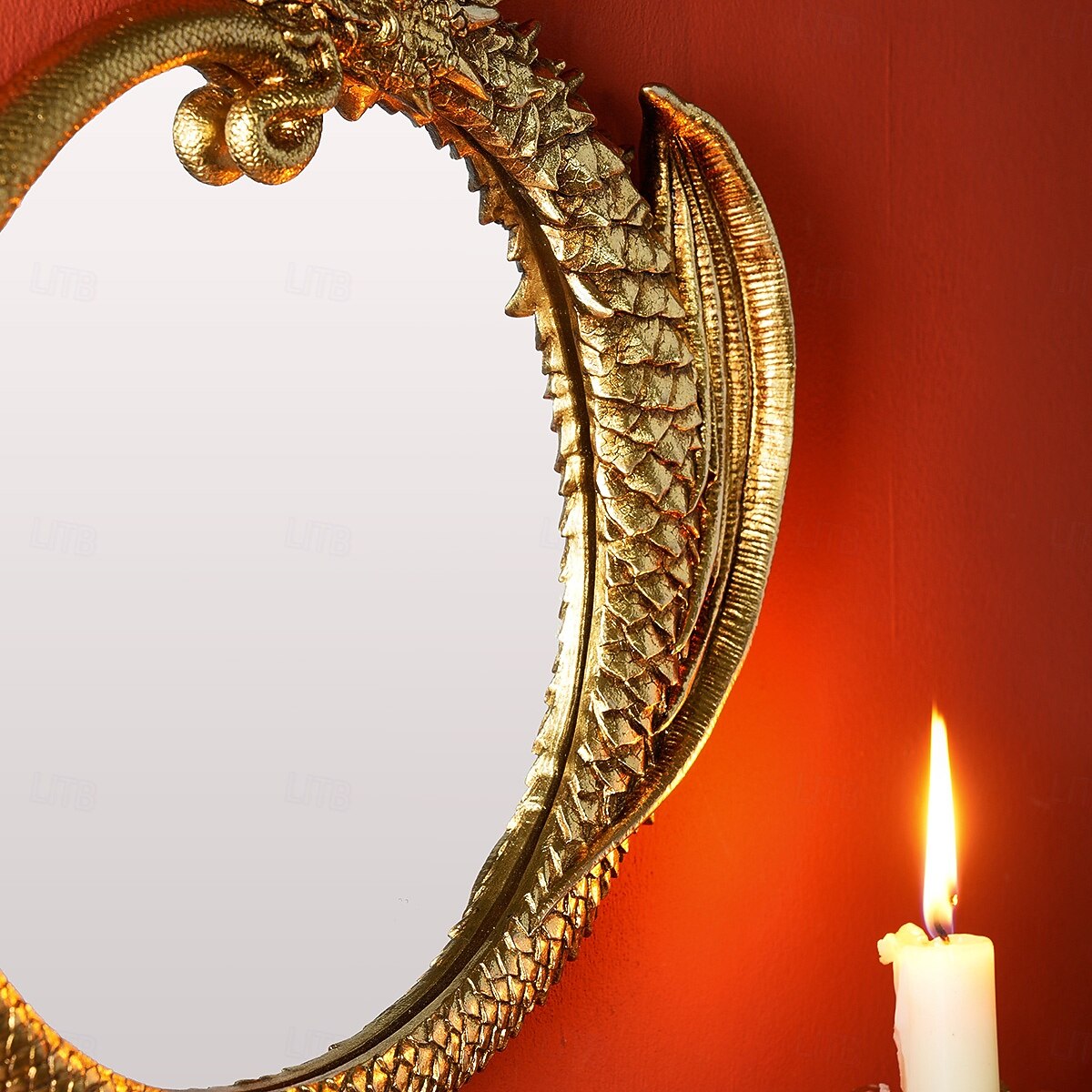Vintage Gold Resin Flying Dragon Wall Mirror, Detailed Gold Scales, Room Decoration, Craft Ornament for Daily Home Decor, Holiday, Party, Birthday, Special Occasions 2026 - $30.99 –P9