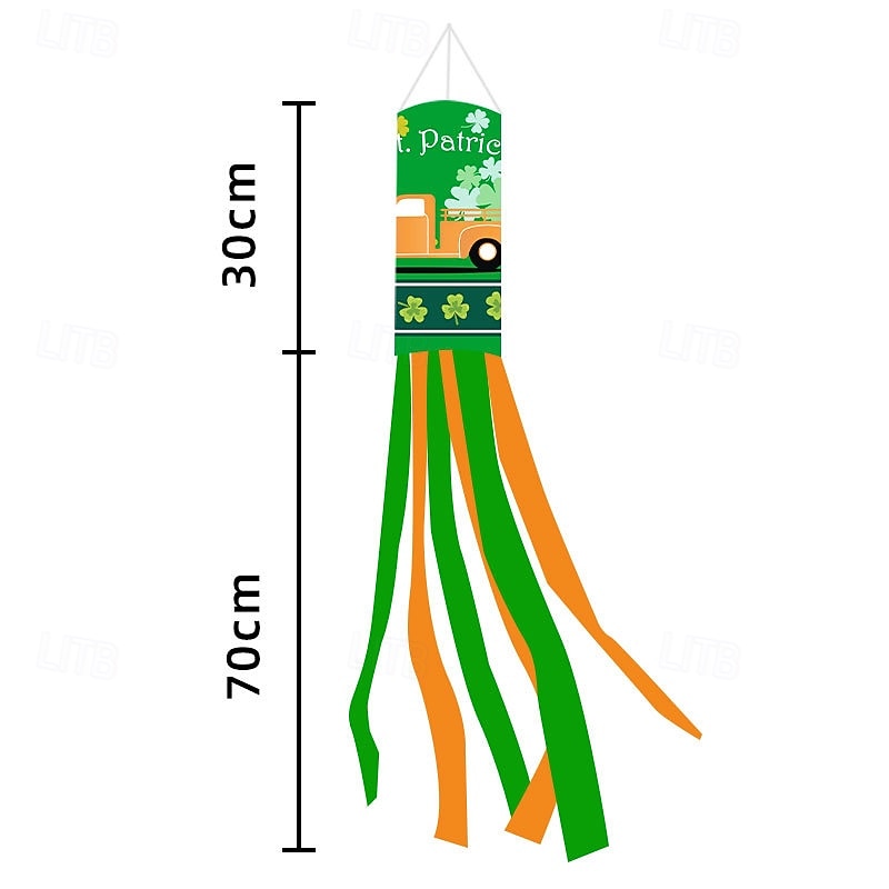 Szent Patrik-napi szélzsák zászló, ír dizájn, Szent Patrik-napi fesztivál dekoráció, színes kültéri szélzsák ünnepi ünneplésre, lóhere &lóhere design. 2026 - $8.99 –P8