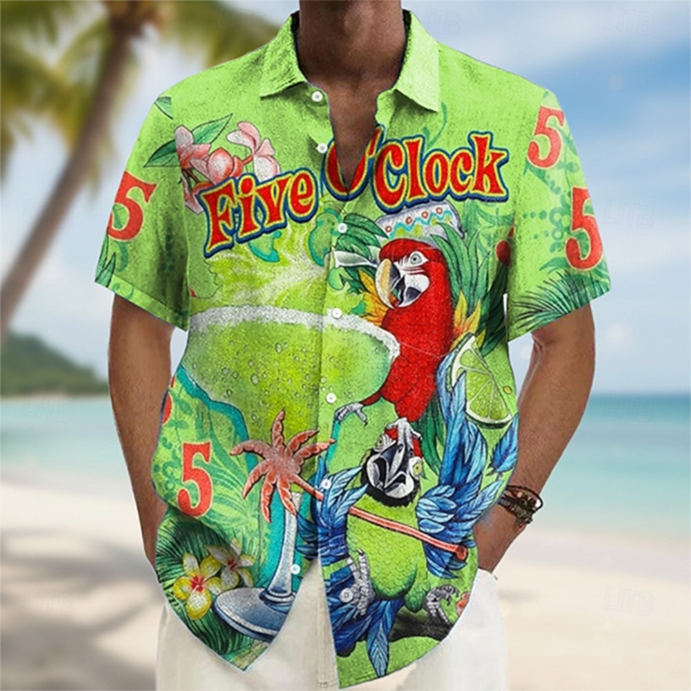 Bărbați Animal Papagal Plante tropicale Cămașă hawaiană Camașă cu nasturi Cămașă Aloha Manșon scurt Hawaiană Vacanță Costum de plajă Vară Primăvară Răsfrânt Imprimare 3D cămăși cu guler Roz Îmbujorat 2026 - $25.99 –P1