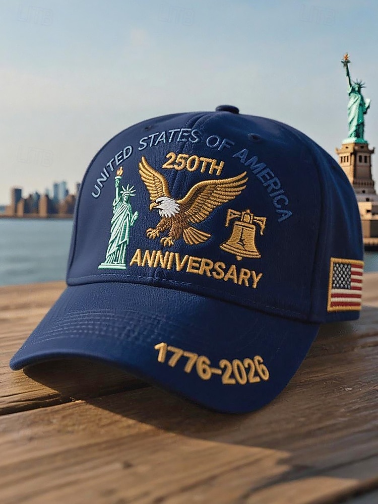 Cappello ricamato da uomo per il 250° anniversario degli Stati Uniti - USA multicolore design patriottico dell'aquila e della Statua della Libertà misura regolabile per celebrazioni all'aperto e del 2026 a $14.99 –P6