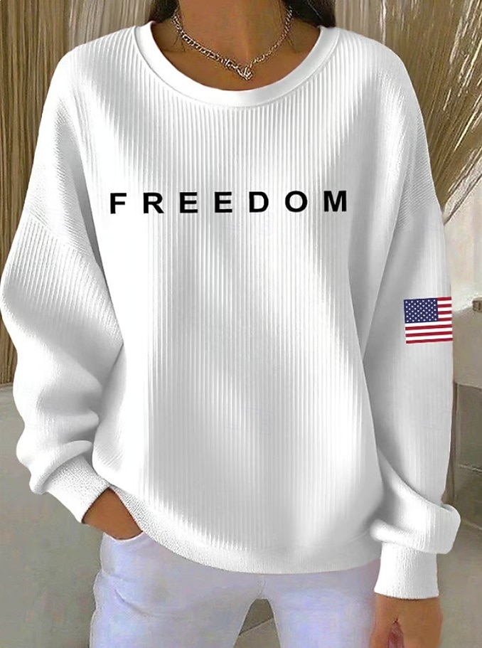 Giorno dell'Indipendenza Maglione Pullover Testurizzato Patriottico da Donna Stampa Grafica Geometrica Casual Maniche Lunghe Collo A Giro Top Regolari Casual Casa Strada Blu Nero Bianco Rosso Grigio del 2026 a $29.99 –P3