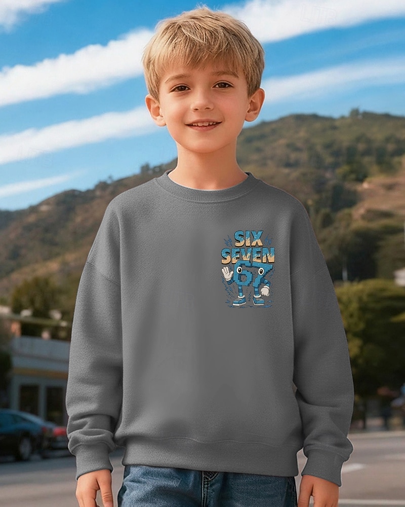 Unisex Boys' 3D Graphic Funny Slang 67 Sweatshirt Pullover Long Sleeve 3D Print Spring Fall Active Fashion Streetwear Kids 4-12 Years Crew Neck Casual Daily Outdoor Regular Fit 2026 - $18.49 –P8