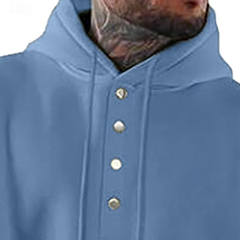 Men's Hoodie Pullover Hoodie Sweatshirt Button Up Hoodie Blue Apricot Wine Red Black Light Green Hooded Plain Kangaroo Pocket Casual Daily Sports & Outdoor Streetwear Cool Sportswear Spring & Fall 2026 - $24.99 –P7