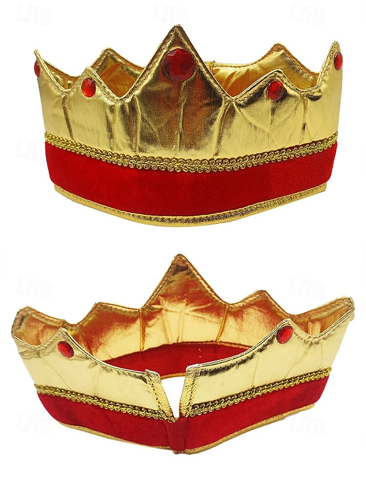 Corona da re in tessuto poliestere per uomini – design dorato e rosso perfetta per feste di carnevale e balli in maschera del 2026 a $11.99 –P7