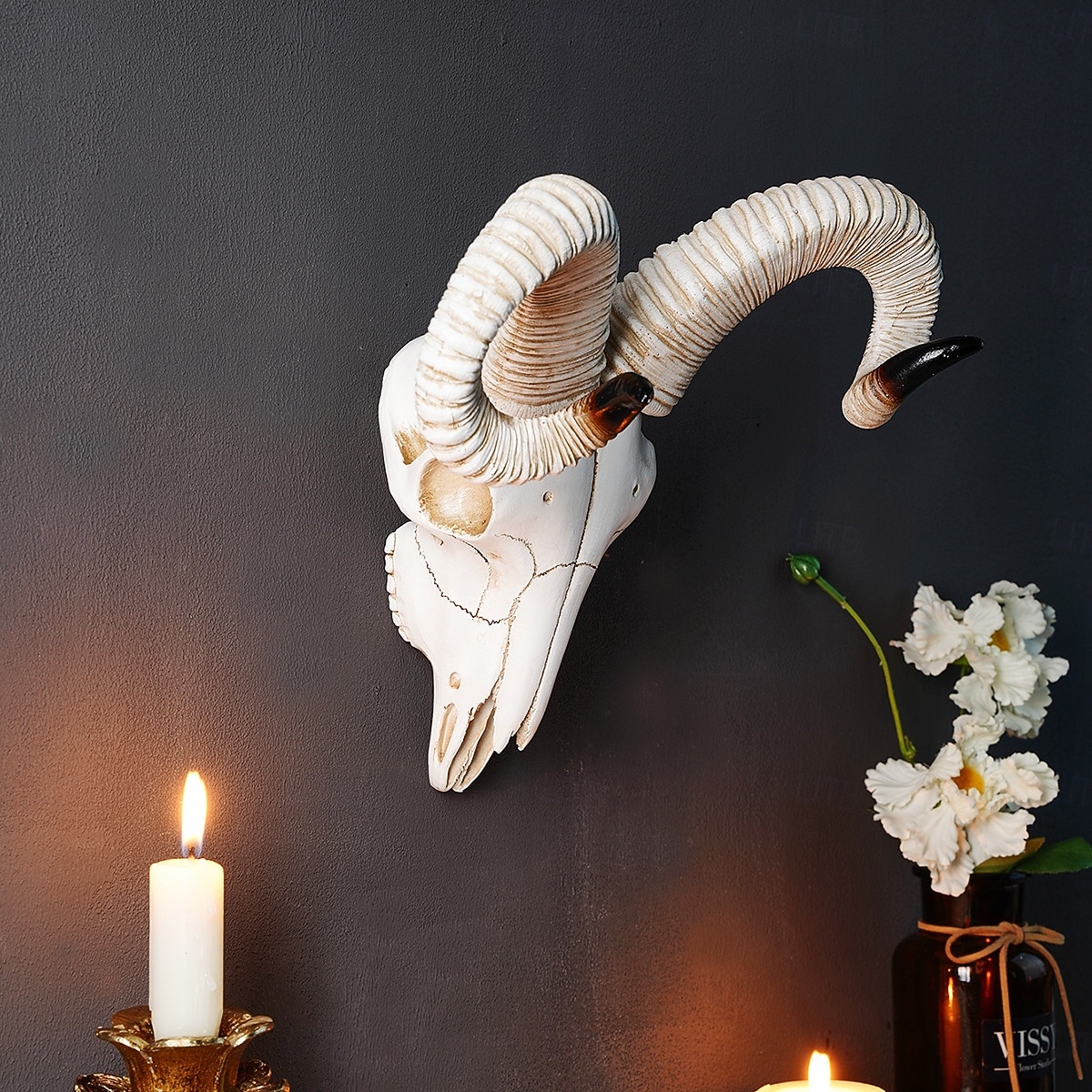 Decor de perete nordic cu craniu de animal viking, ornament suspendat din rășină cu craniu de berbec artificial, pentru casă, bar &decorațiuni de perete pentru restaurant, petrecere &recuzită 2026 - $34.99 –P9