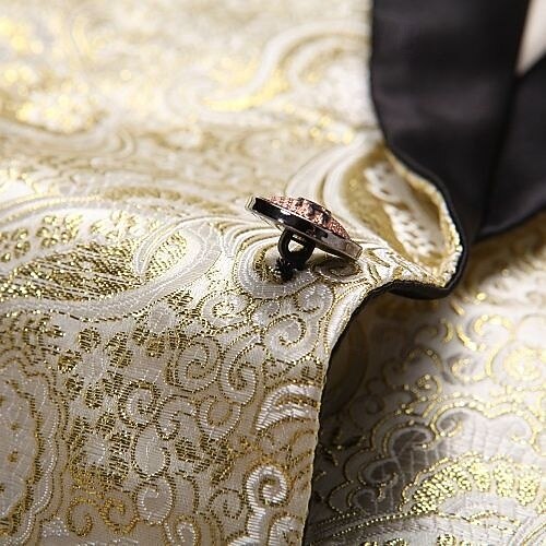 Men's Blazer Jacket Shawl Collar Fashion Party Luxury Paisley Jacquard Blazer Red Beige Tailored Fit Single Breasted One-button 2026 - $117.99 –P15