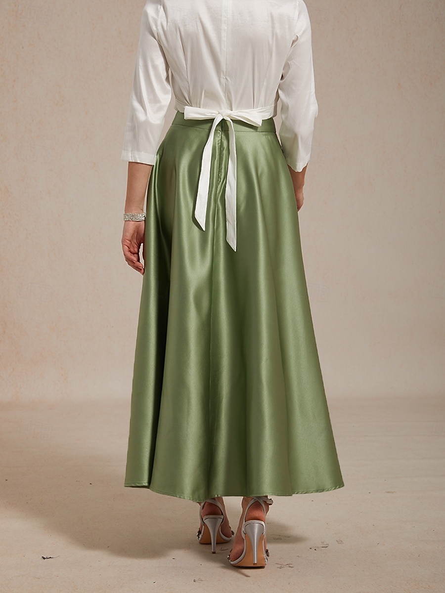 Dámské Saténové sukně Elegantní Maxi Středně vysoký pas Sukně Lehce elastické Koktejlový večírek Svatba Host Mechově zelená Léto Satén 2026 - $72.99 –P2