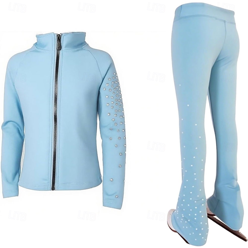 Eiskunstlaufjacke mit Hose, Damen- und Mädchen-Eiskunstlaufbekleidung, schwarz, dehnbar, Trainings- und Wettkampfbekleidung, wärmend, mit Kristall-/Strasssteinen besetzt, langärmlig, Eiskunstlauf 2026 - $160.99 –P3