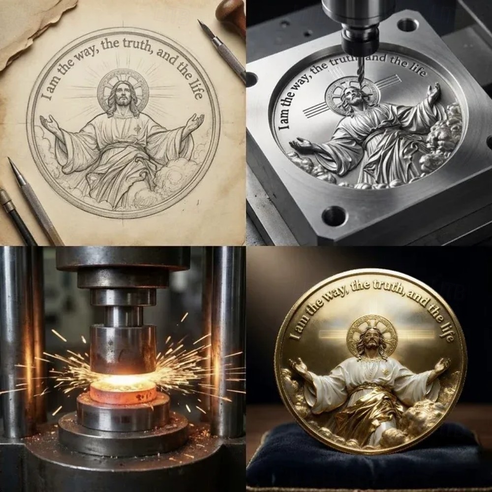 Pamětní mince k 250. výročí "V Boha věříme" náboženská sběratelská mince oboustranný vyrytý pamětní token křesťanský dárek pro věřící k semikvincentenáriu 2026 - $19.99 –P2