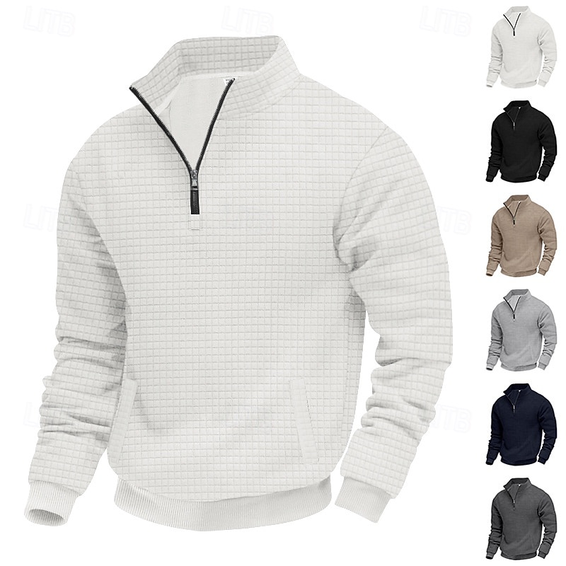 Herr Tröja Kvartströja med dragkedja Svart Ljusgrå Halv dragkedja Slät Ledigt Dagligen Sport & Utomhus Streetwear Grundläggande Höst Vinter Kläder Pull Tröjor Långärmad 2026 - $24.99 –P1