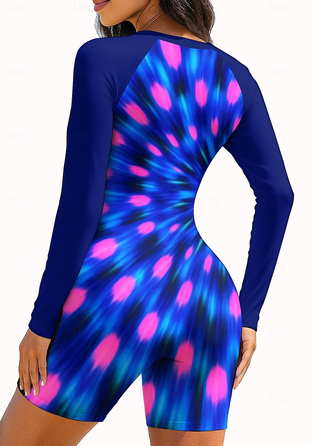 Women's Medium Rash Guard Bathing Suit Athletic Swimwear Tie Dye Color-blocking Removable Pad Front Zip Boyleg UV Sun Protection UPF50+ Stretchy Long Sleeve Swimwear Bodysuit Surfing Beach Water 2026 - $35.99 –P2
