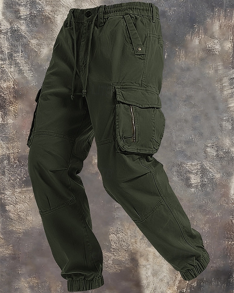 Per uomo Pantaloni Cargo Joggers Pantaloni Coulisse Elastico in vita Multi-tasche Semplice Antivento Comodità Quotidiano All'aperto Ferie Streetwear Elegante Nero Verde militare Inelastico del 2026 a $48.99 –P1