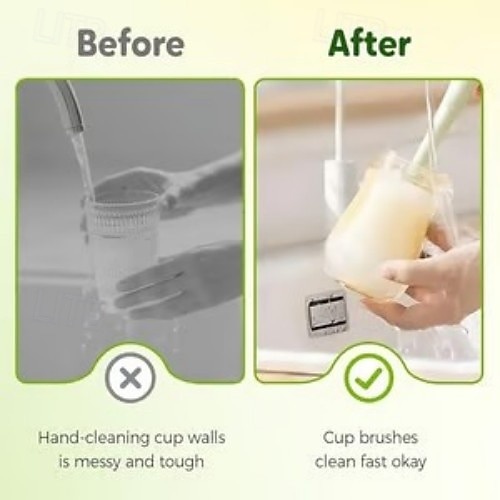 عبوتان من فرشاة تنظيف الزجاجات متعددة الوظائف 5 في 1، فرشاة ذات مقبض طويل لتنظيف الأكواب وأغطية الترمس، منظف زجاجات الحليب والماء، أداة مطبخ منزلية متينة 2026 - $16.99 –P3