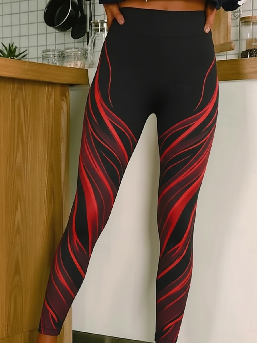 Per donna Leggings Leggings comodi Vacanza Vintage Casual Lunghezza intera Vita Alta Grafico A righe Stampa Confortevole Alta elasticità Casuale Quotidiano Vacanza Blu Rosso Verde Primavera Autunno del 2026 a $20.99 –P2