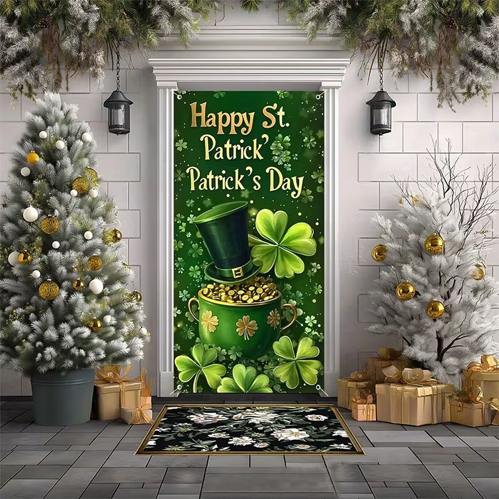 St. Patrick's Day Posters Door Cover Outdoor Banners Gold coin Green Hat Shamrock Cute 3D Party Dorm Teens Room College Dorm Guys Man Cave Frat Bedroom Shooting Backgrounds Home Decor 2026 - $20.99 –P7