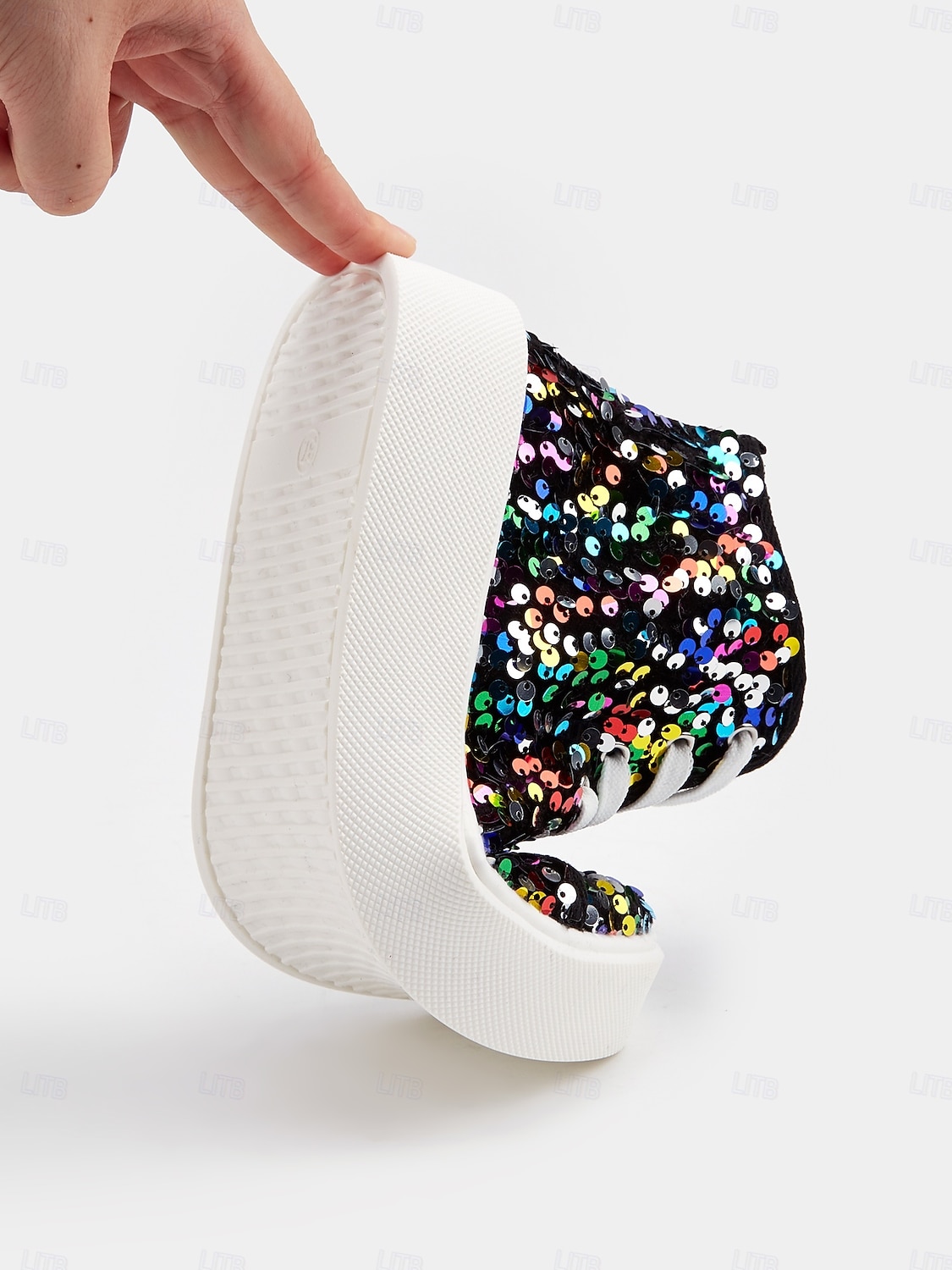 Women's Mardi Gras Black Colorful Sequin High-Top Sneakers – Trendy Festival Shoes for Carnival, Parades and Street Parties 2026 - $46.99 –P5