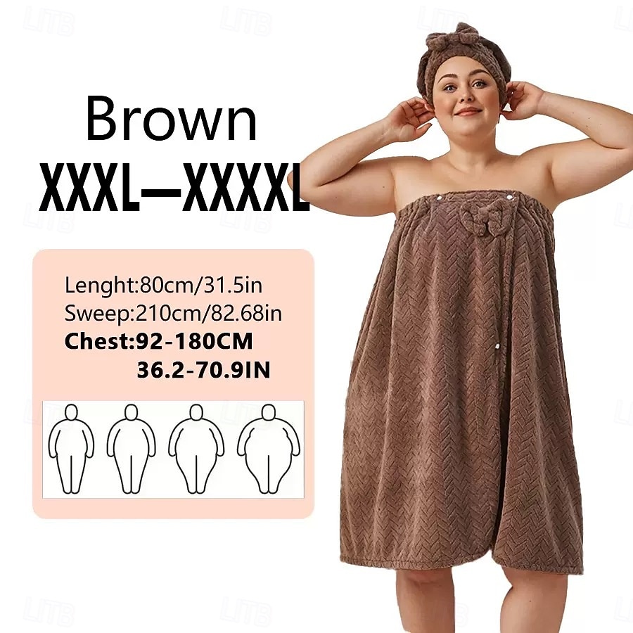 Conjunto de saia de banho plus size ajustável e touca de secagem rápida, roupa de banho confortável e prática, perfeita para depois do banho, à beira da piscina e no chuveiro, secagem rápida e ajuste regulável. de 2026 por $35.99 –P13