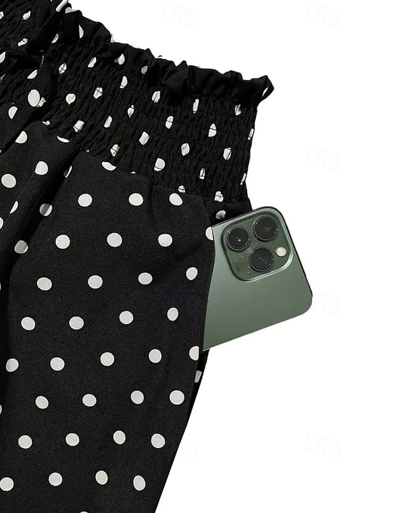 Damen Weites Bein Chinos Hosen Hose Urlaub Streetwear Lässig Lang Mittlere Taillenlinie Tupfen Tasche Elastischer Bund Bequem Unelastisch Täglich Outdoor Urlaub Hellgrau Dunkelgrau Schwarz Rot Sommer 2026 - $22.99 –P9