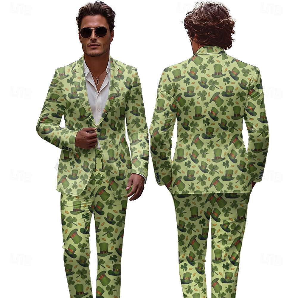 St. Patrick 2026 Shamrock Irish Carnival Pants Suits & Blazers Novelty Funny Adults' Men's Saint Patrick's Day Casual Party Easy Carnival Costume Dress Up 2026 - $79.99 –P6