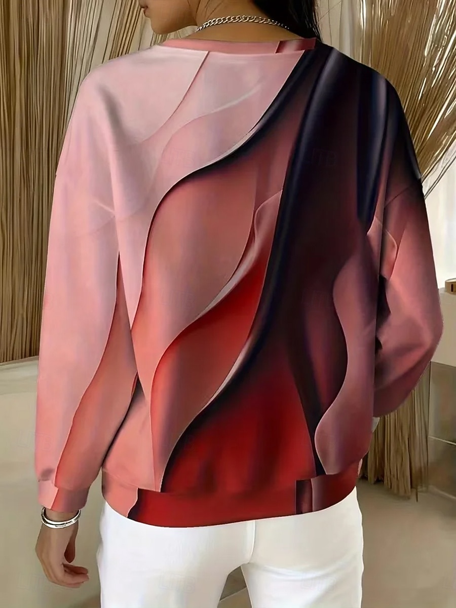 Dámské Svetrová mikina Grafika Geometrický Abstraktní Na běžné nošení Dlouhý rukáv Tričkový Běžné topy Ležérní ulice Na den Vodní modrá Světle modrá Rubínově červená Fialová Trávová zelená Podzim Zima 2026 - $28.99 –P2