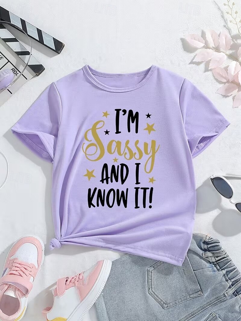 Девочки 3D Графика Буквы Футболка С короткими рукавами 3D печать Лето Весна Спорт Мода Уличный стиль Дети 4-12 лет Вырез под горло Повседневные на открытом воздухе Стандартный 2026 - $12.99 –P6