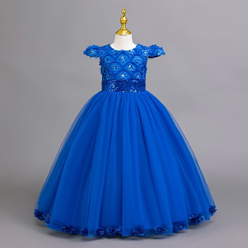 Vestido de Niña Florista Chica Vestido formal Atuendo de boda Fiesta Boda Formal Moda Adorable Princesa Retazos Malla Color sólido Sin Mangas Cuello Barco Azul Piscina Rosa 4 años + 2026 - $55.99 –P6
