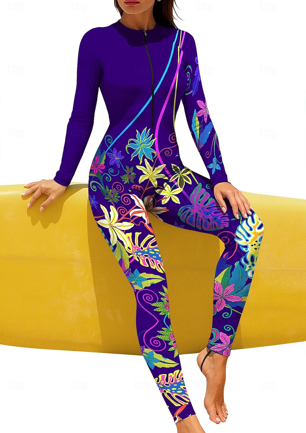 2026年 女性用 レギュラー ラッシュガード フルボディラッシュガード 水着 花 トロピカル風 カラーブロッキング 内蔵ブラ付き フロントファスナー UVサンプロテクション UPF50+ 伸縮性 フルボディー スイムウェア サーフィン カヌー ビーチ 夏  コレクション – $49.99 –P8