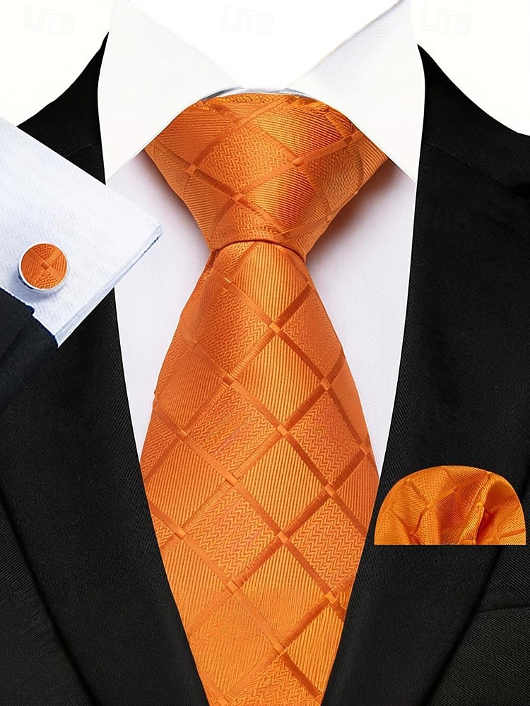 Набор мужских галстуков, нагрудных платков и запонок, полиэстер, разноцветные, для торжественных случаев, жениха, свадьбы, Дня святого Валентина, деловых мероприятий. 2026 - MXN $275.35 –P15