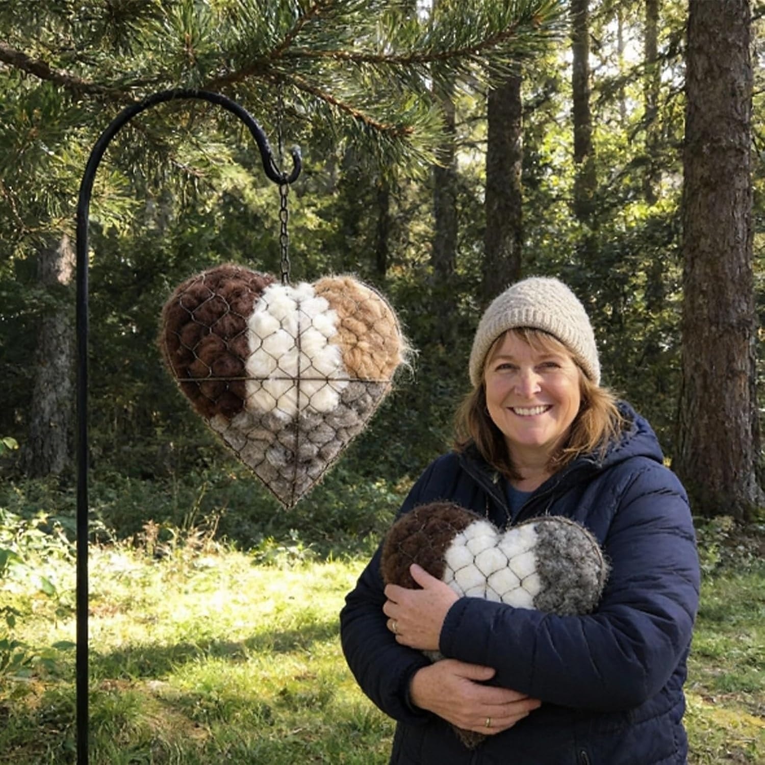 Ręcznie robione ptasie serce do gniazdowania, pojemnik na materiały do gniazdowania ptaków z bawełny PP, wymienne ptasie serce do gniazdowania kolibrów, zimowe prezenty dla miłośników kolibrów, wystrój ogrodu domowego 2026 - $21.99 –P2