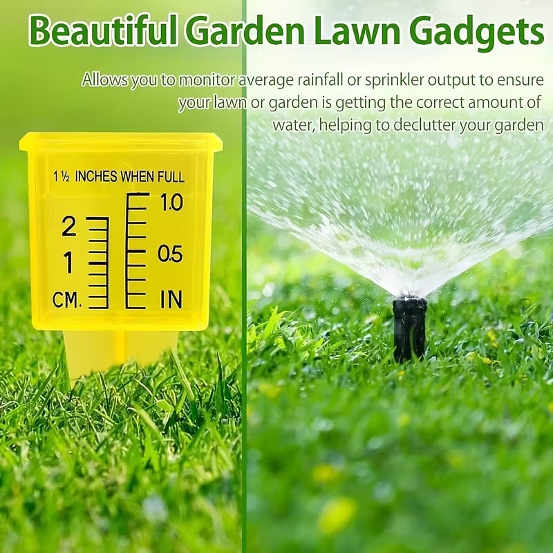 10 buc pluviometre, pluviometru pentru aspersoare de 1,8" cu gură largă, instrument de măsurare a apei în exterior, galben strălucitor, pentru gazon, curte, grădină, plante în ghiveci 2026 - $21.99 –P6