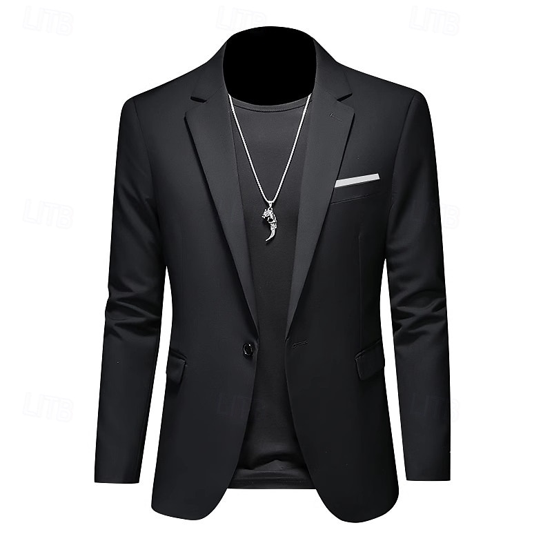 Bărbați Jachetă blazer Casual Zilnic În aer liber Elegant Modă Primăvară Toate Sezoanele POLY Culoare solidă minimalist Casul / Zilnic Un singur rând, un nasture Blazer Roz Deschis Kaki Deschis Negru 2026 - ₪185 –P5