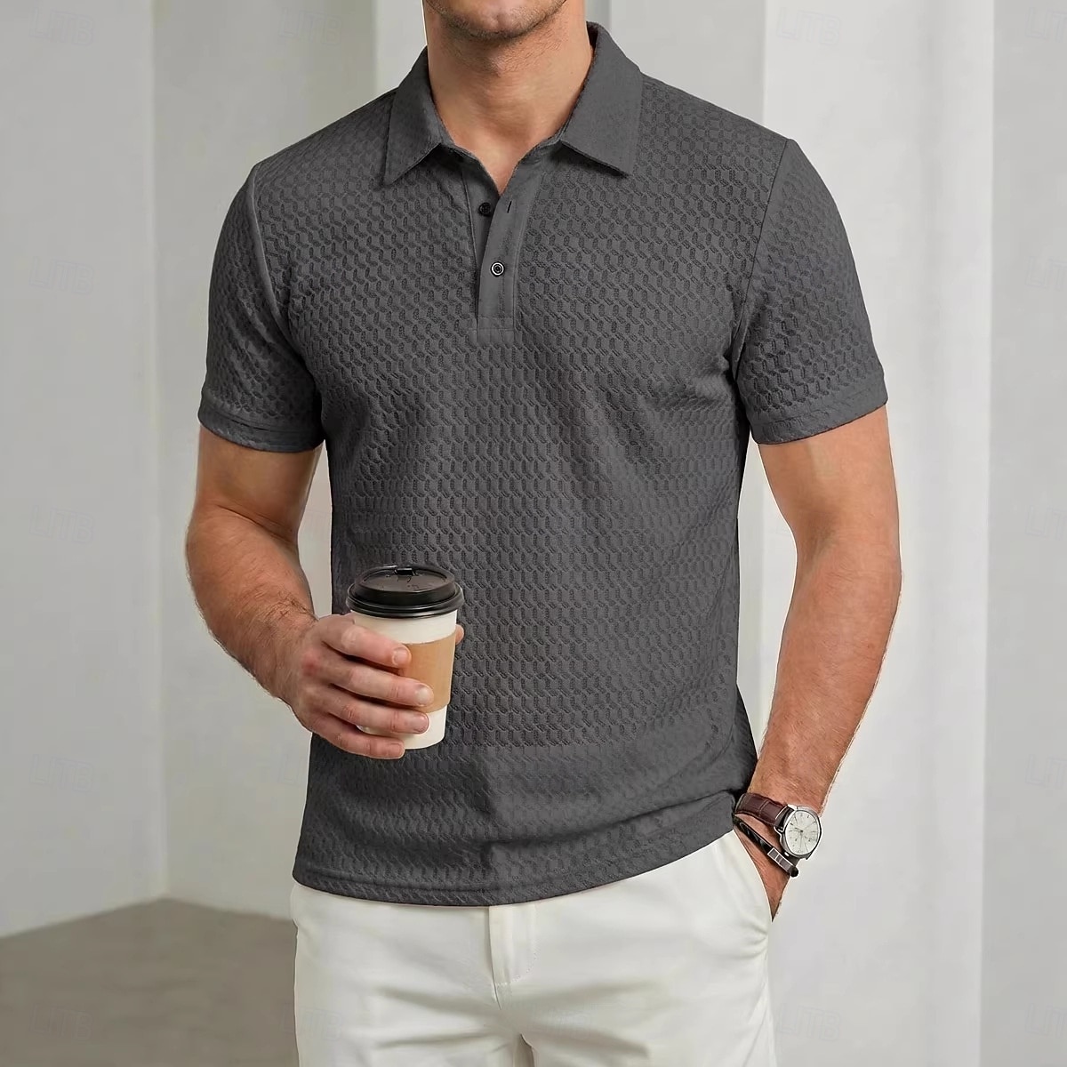 Per uomo Polo a maglia intrecciata Polo da Golf Casuale Affari Bavero Colletto Polo a Coste Manica Corta Essenziale Moderno Blocco di colori Testurizzato Jacquard Bottoni Primavera Primavera & Estate del 2026 a $20.99 –P5