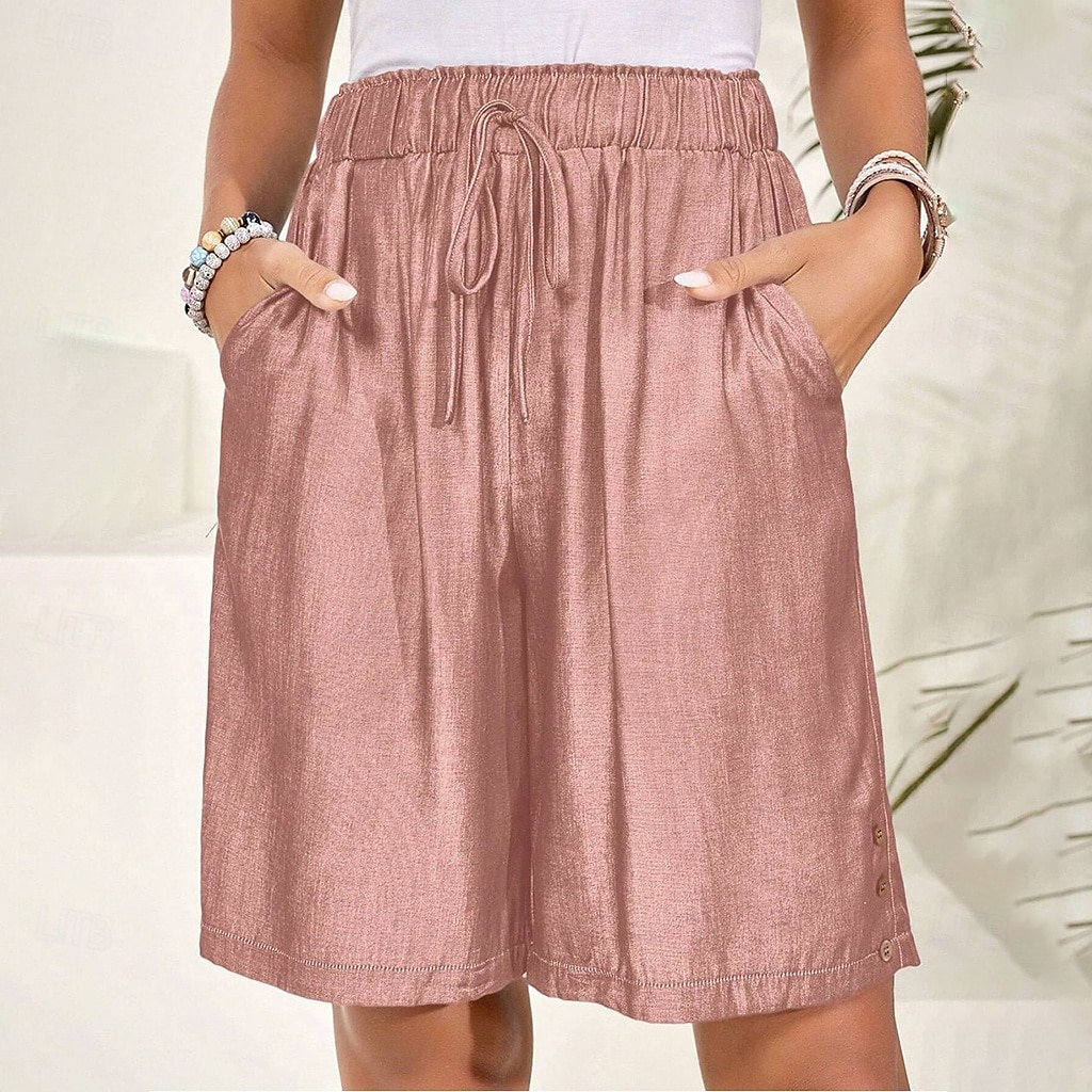 Per donna Bermuda Shorts Pantaloncini Estivi Shorts da Spiaggia Vacanza Moda Casual Quotidiano Lunghezza al ginocchio Vita Alta Coulisse Tasca Elastico in vita Comodità Asciugatura Rapida Morbido del 2026 a $24.99 –P3
