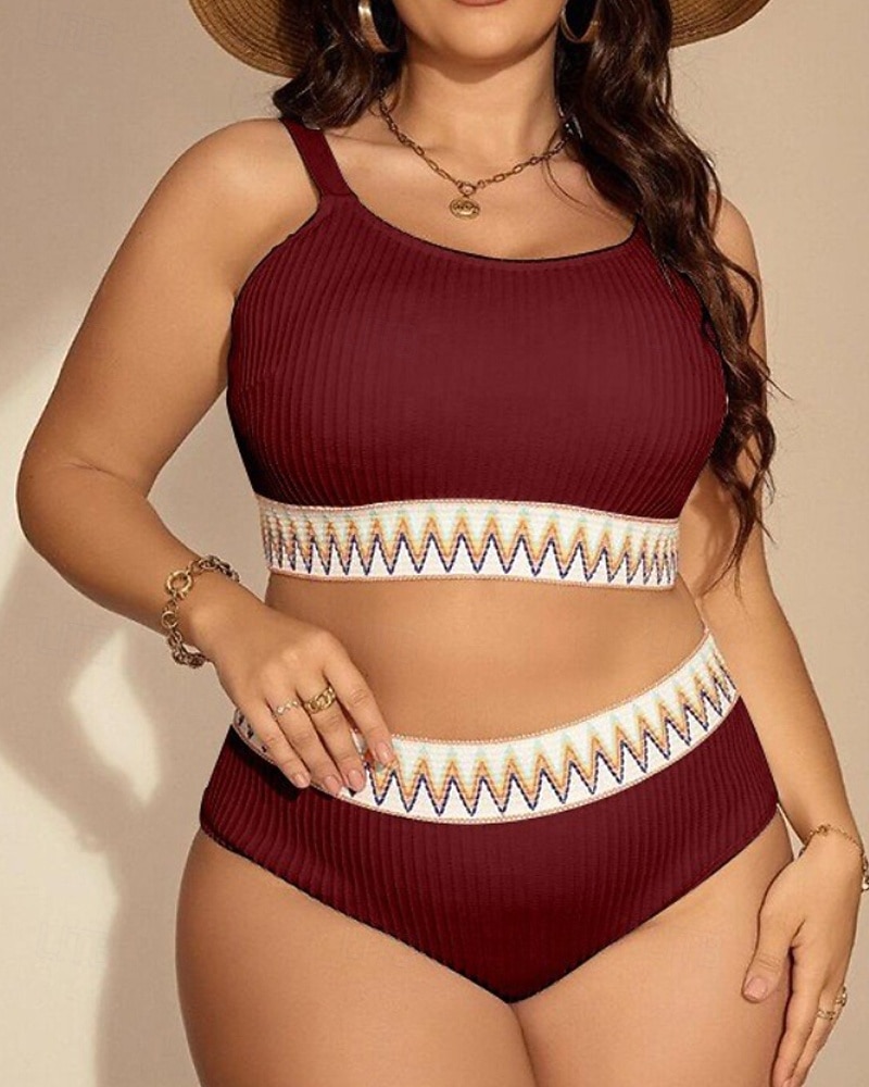 Dámské Standard Surfařské tankiny a bikiny Koupací top 2 ks Geometrický Otevřít Zpět Ochrana proti UV záření Elastický Bez rukávů Plavky Surfování Potápění Plavání Léto 2026 - $23.99 –P15