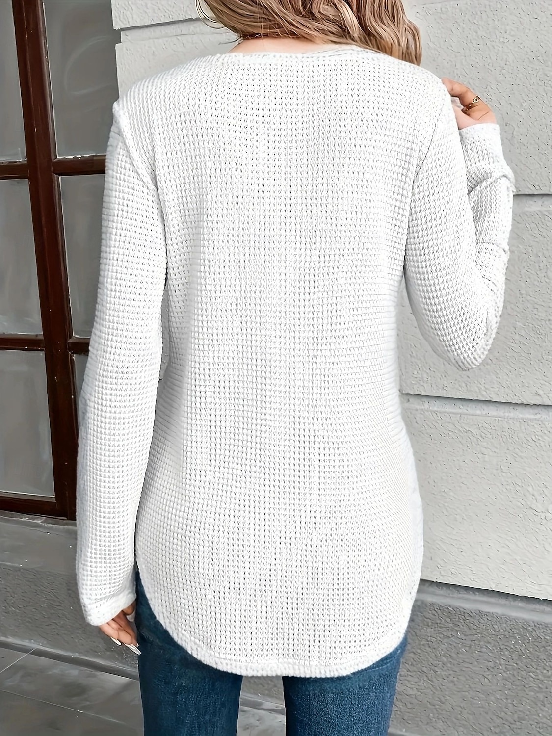 Per donna Blusa Bottoni Tinta unica Elegante Casual Manica Lunga Scollo a V Top Regolari Quotidiano Nero Bianco Fucsia Cachi Primavera Autunno Inverno del 2026 a $25.99 –P15