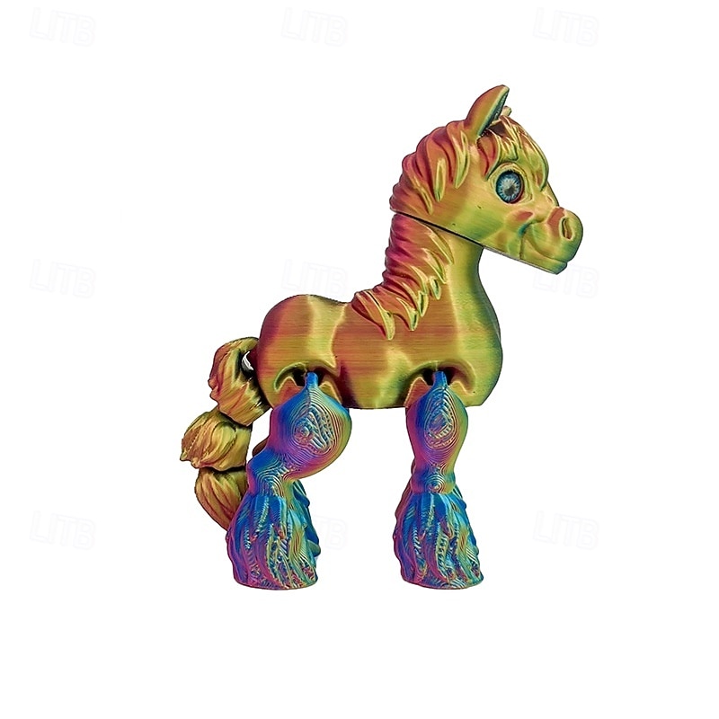 3D-printet hestestatue med bevegelige ledd, realistisk hestefigur med uttrykksfulle øyne &fluffy manke, utendørs kinesisk nyttårsdekorasjon, gave til hest som blir født i år, skrivebord &hyllepynt 2026 - $9.99 –P5