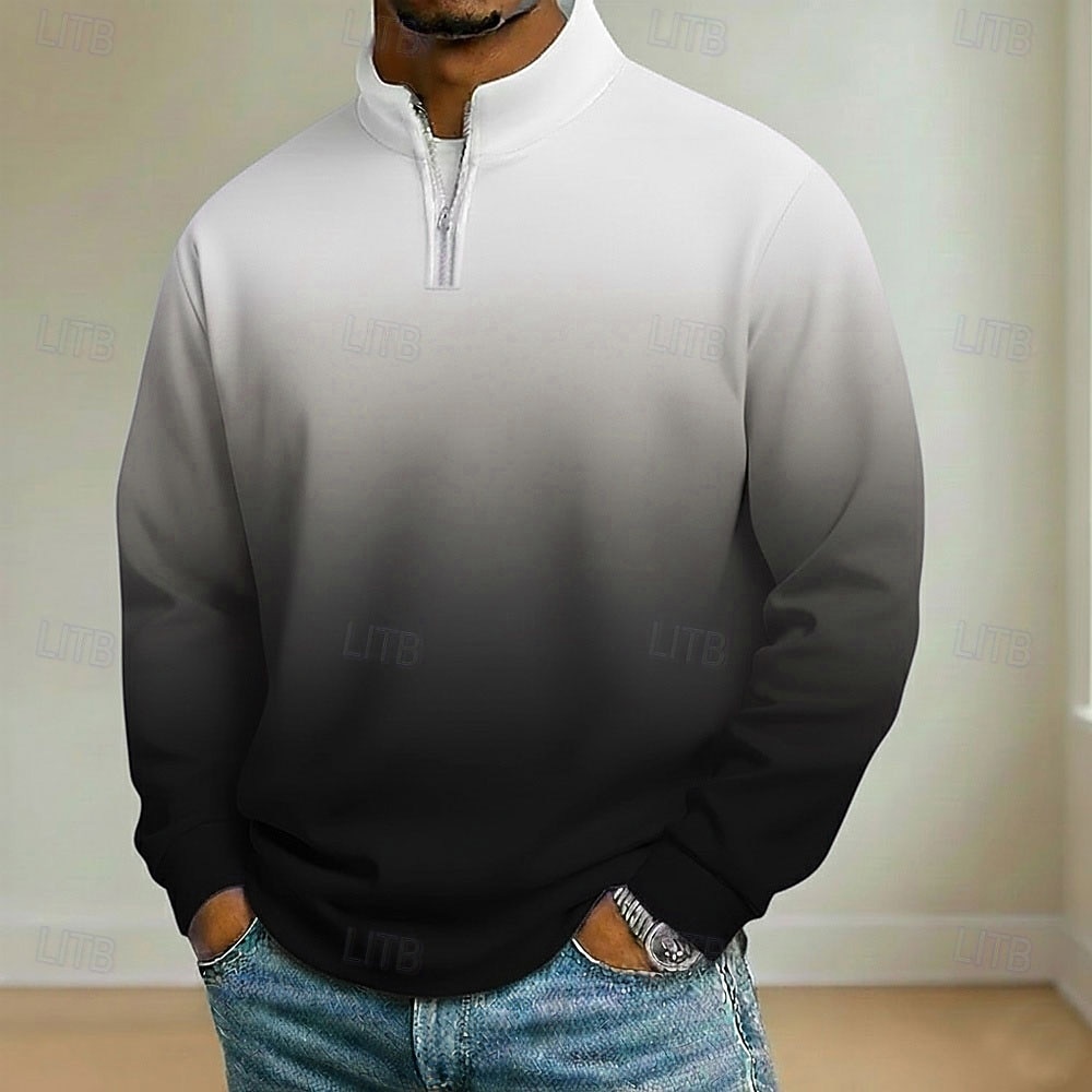 Муж. Градиентная рампа Рубашки поло Длинный рукав Воротник-стойка Одежда для спорта и отдыха Отпуск Одежда для спорта и отдыха На каждый день 3D печать Весна Осень Синий Черный Лиловый 2026 - $22.99 –P4