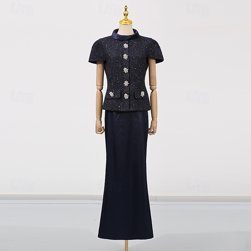 Mermaid Trumpet Ankle Length Derby Dress Mother of the Bride Dress Short Sleeve High Neck Elegant Kentucky Derby with Flower 2026 - $137.99 –P4