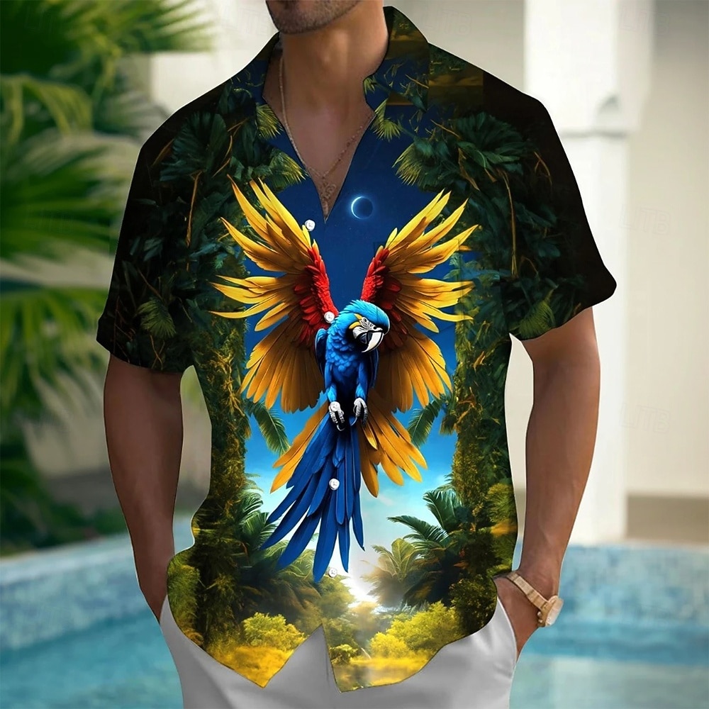 Homens Pássaro Papagaio Plantas Tropicais Camisa havaiana camisa de botão Camiseta Aloha Manga Curta Havaiana Casual Férias Verão Primavera Aberto para a Lateral Impressão 3D camisas de colarinho Um de 2026 por $25.99 –P4