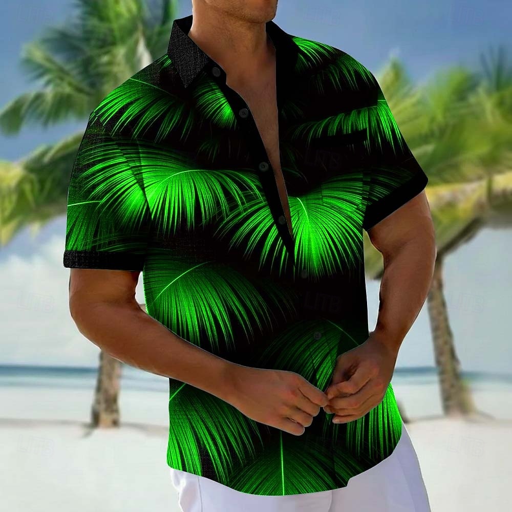 Per uomo Foglia di palma Piante Tropicali Camicia Camicie hawaiane Camicia Aloha Manica Corta Hawaiano Vacanza Ferie Estate Collo ripiegato Stampa 3D Una tasca anteriore Camicia tipo lino Blu Viola del 2026 a $25.99 –P2