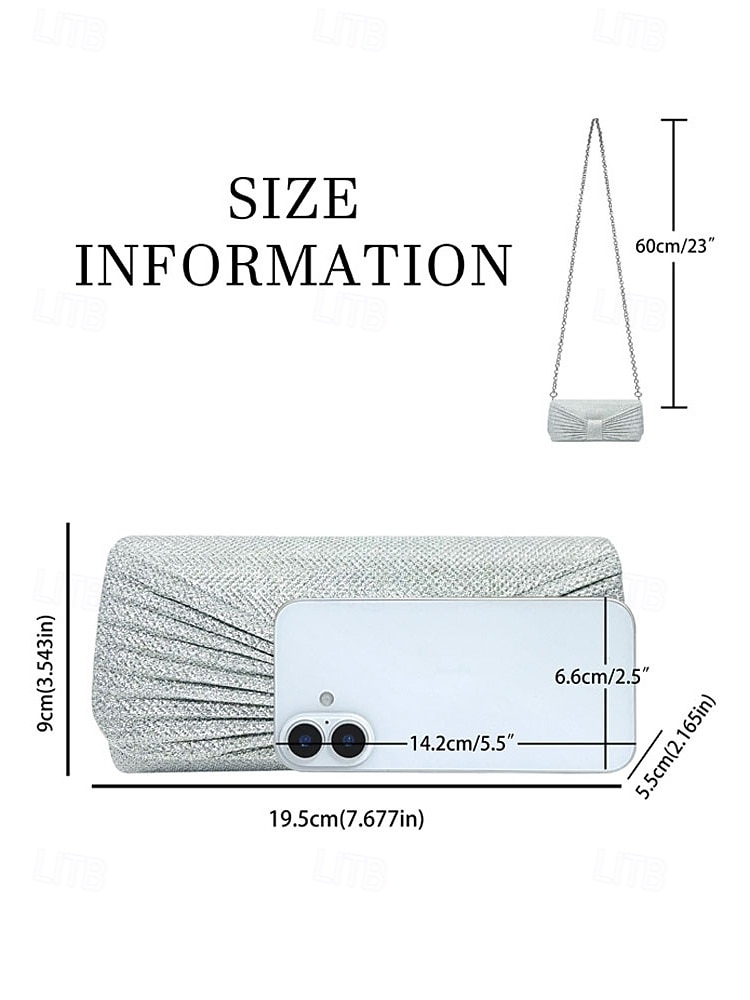 Women's Elegant Evening Clutch Bag, Polyester Shimmer Pleated Design with Chain Shoulder Strap, Multi-Color Formal Handbag for Weddings, Receptions & Dinner Parties 2026 - $11.99 –P11