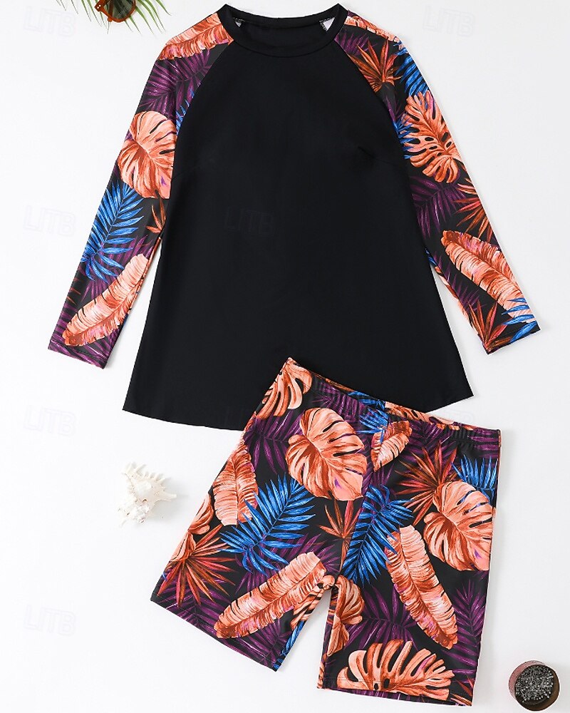 Γυναικεία Πρότυπο Προστατευτικά Σουίτες μπάνιου για μεγάλα μεγέθη Τανκίνι και μπικίνι για σέρφινγκ Τροπικό Προστασία UV Ελαστικό Μακρυμάνικο Μαγιό Μπολύζες Σέρφινγκ Καταδύσεις Κολύμβηση Καλοκαίρι 2026 - $30.99 –P2