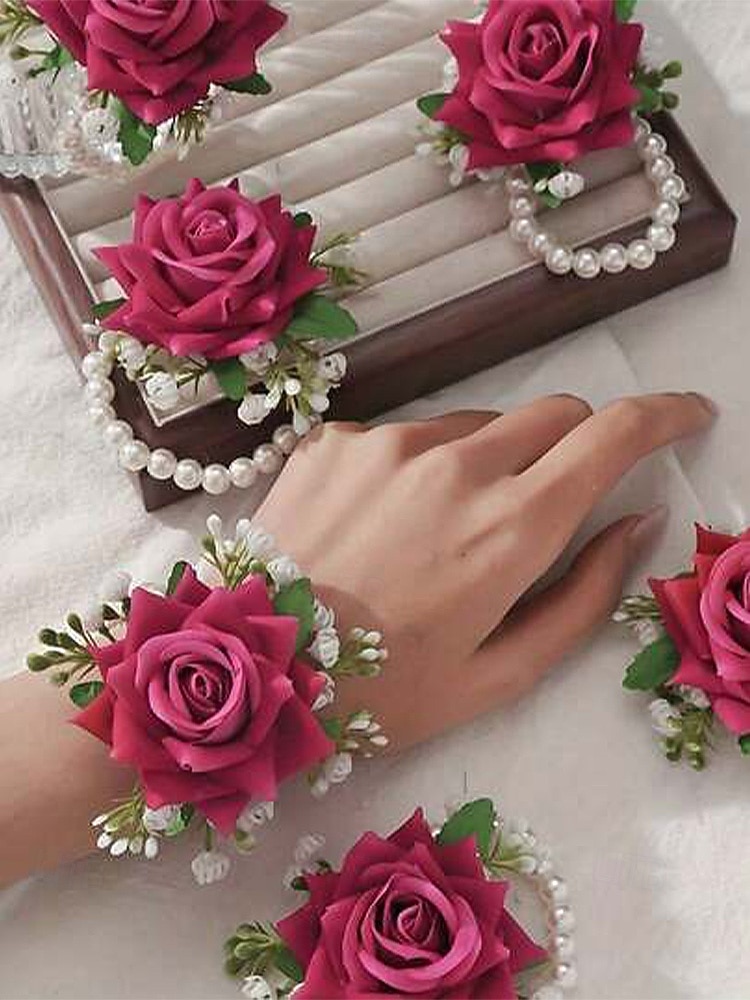 Women's Bridesmaid and Groomsman Corsage and Boutonniere Set, Available in Multiple Colors, Polyester Material, Perfect for Weddings and Parties 2026 - $11.99 –P9